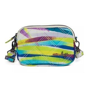 Lug Coupe Quilted Nylon Belt Bag Crossbody RFID Blocking Purse Travel Watercolor
